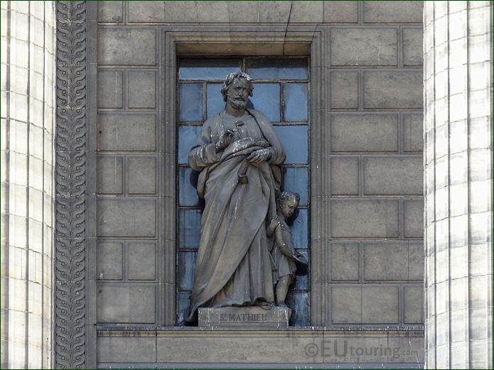 Saint Mathieu statue on N facade of Eglise de la Madeleine, Paris