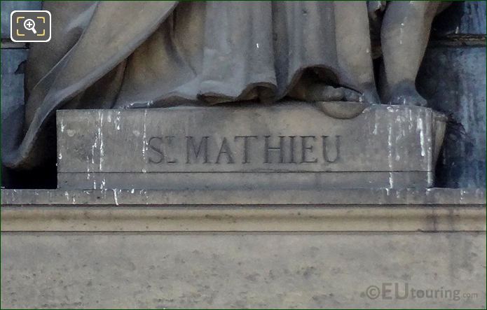 Saint Mathieu statue inscription, Madeleine Church, Paris