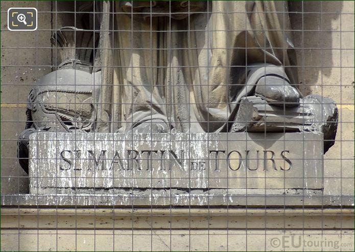 Saint Martin of Tours inscription on statue base