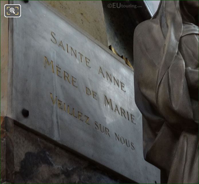 Sainte Anne plaque inscription in Chapelle de Sainte Anne