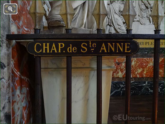 Chapelle de Sainte Anne railings plaque, Eglise Saint-Roch, Paris