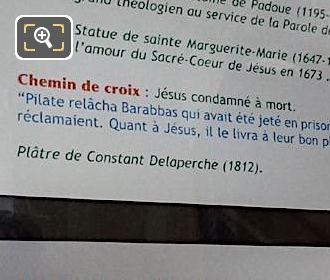 Paris Eglise Saint-Roch info board for Jesus Condamne a Mort sculpture