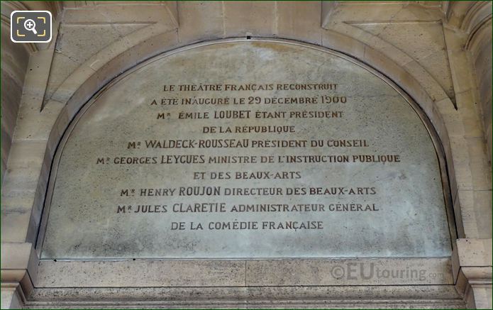 Inscription above Jean Racine sculpture on Paris French Theatre