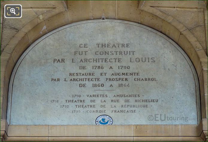 Theatre inscription above Victor Hugo sculpture