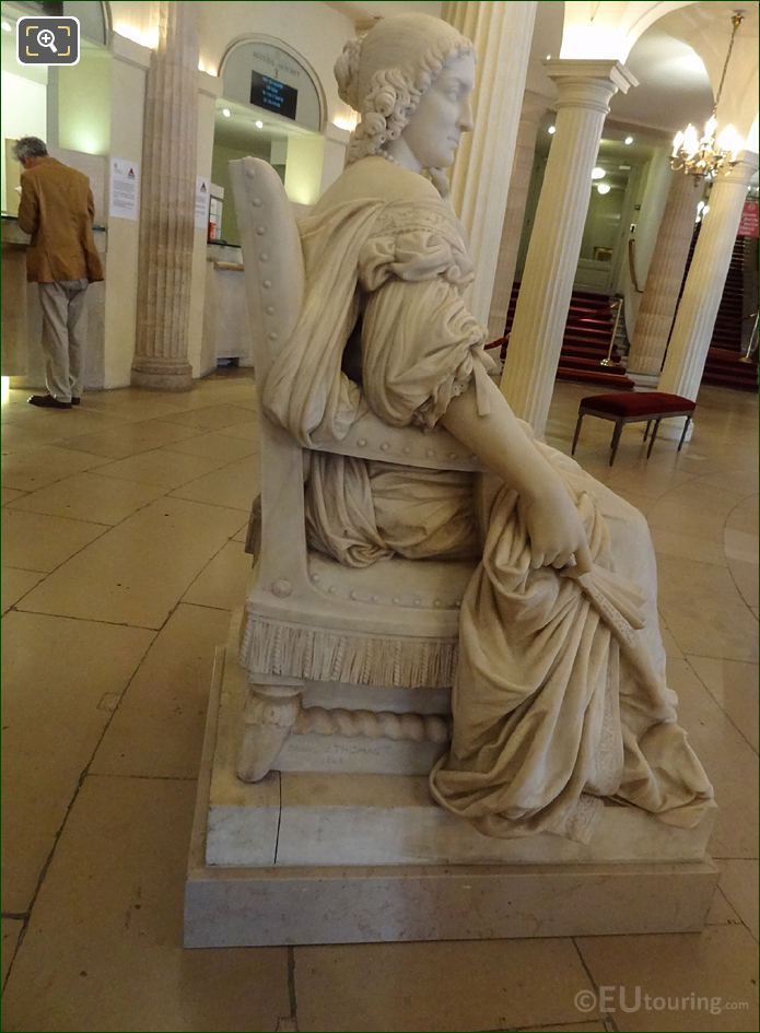 Right side of Mademoiselle Mars seated statue in Comedie Francaise
