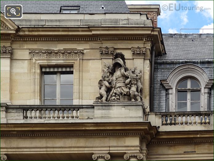 Palais Royal Central Pavilion South facade with Trophee sculpture