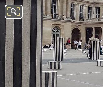 Black and white striped marble columns in Palais Royal Cour d'Honneur