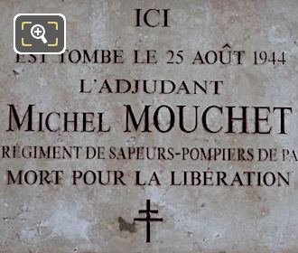 Plaque for Michel Mouchet WW II Memorial, Paris 