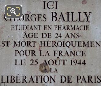 Georges Bailly Paris WW II memorial plaque