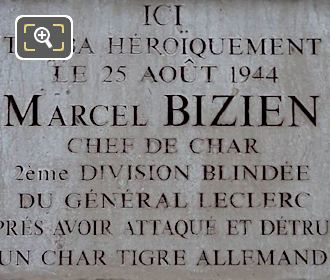 Marcel Bizien World War II Memorial plaque, Paris
