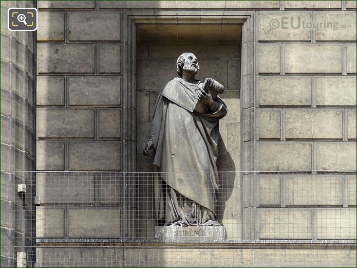 Saint Irenaeus statue on Madeleine Church in Paris