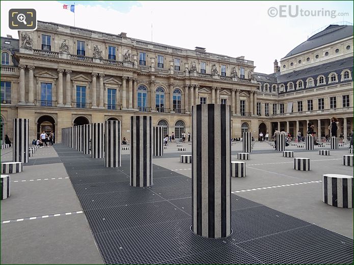 Les Deux Plateaux 1986 installation at Palais Royal, Paris