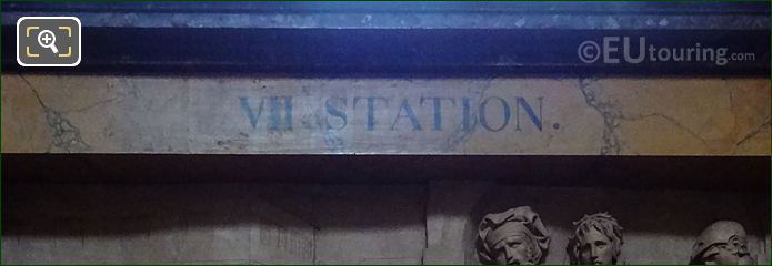 VII Station inscription on Jesus Presente au Peuple frame