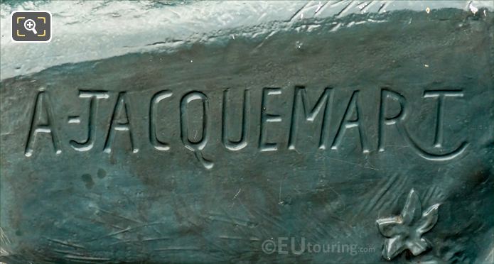 A Jacquemart inscription on rock of Rhinoceros statue