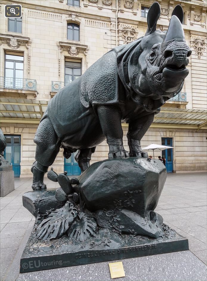 Rhinoceros statue by French sculptor Alfred Jacquemart