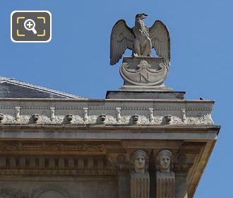 North corner imperial eagle statue on west facade of Palais de Justice