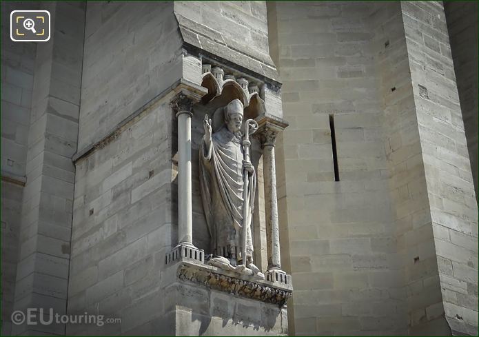 Notre Dames Bishop sculpture on south bell tower