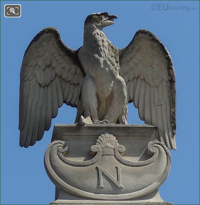 Napoleon N under imperial eagle statue on Palais de Justice
