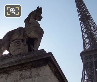 Gallic Warrior statue with the Eiffel Tower