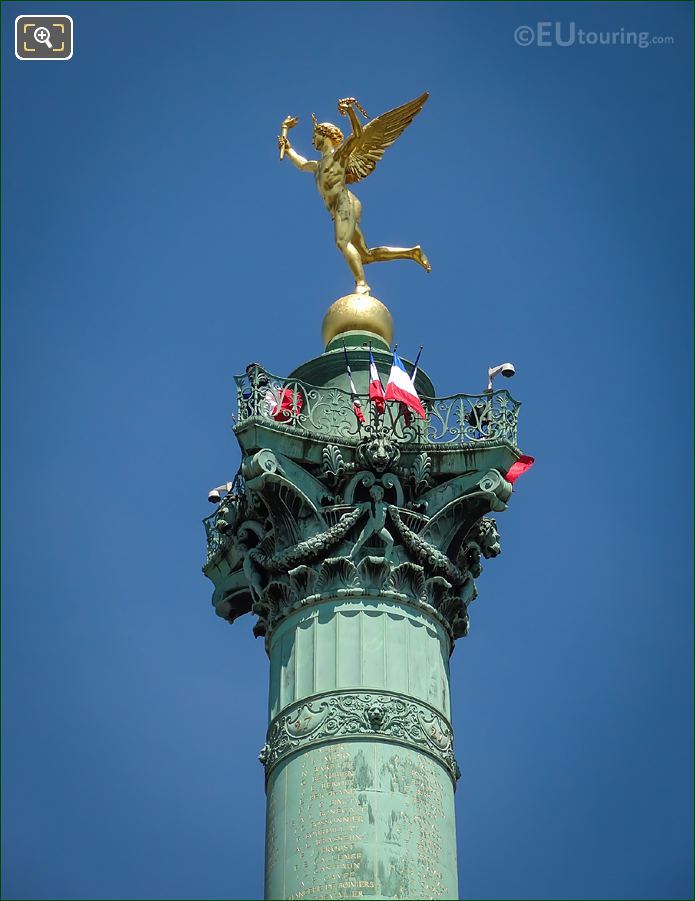 Spirit of Freedom statue at Bastille Square within Paris