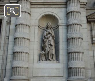 Saint Genevieve statue on Eglise Saint Etienne du Mont facade