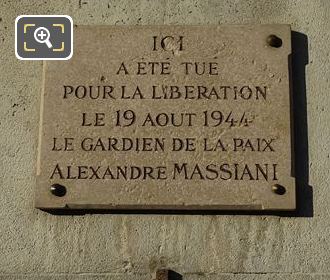 Alexandre Massiani memorial plaque