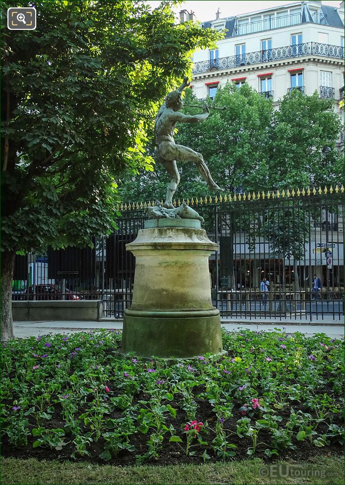 Faune Dansant statue on its pedestal