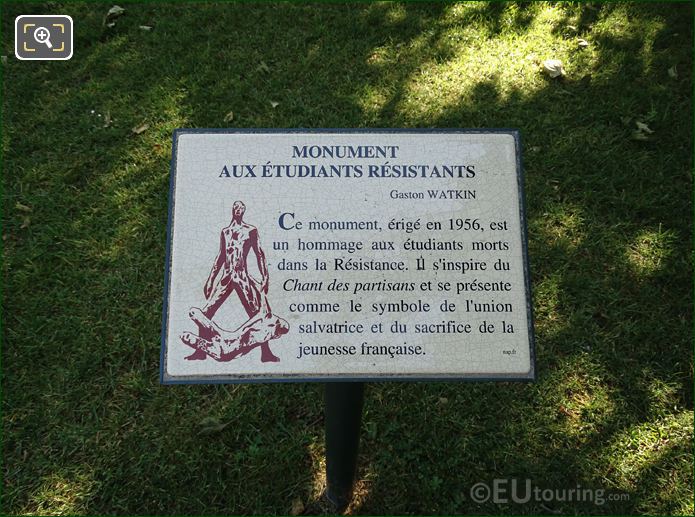 Plaque for Etudiants morts dans la Resistance monument