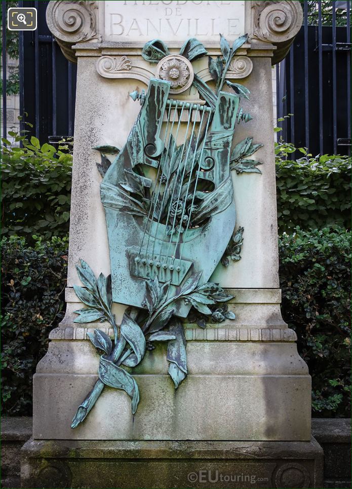 Bronze sculpture on the Theodore de Banville monument