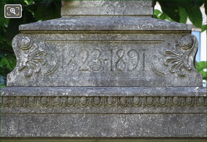 Pedestal date inscription on Theodore de Banville monument