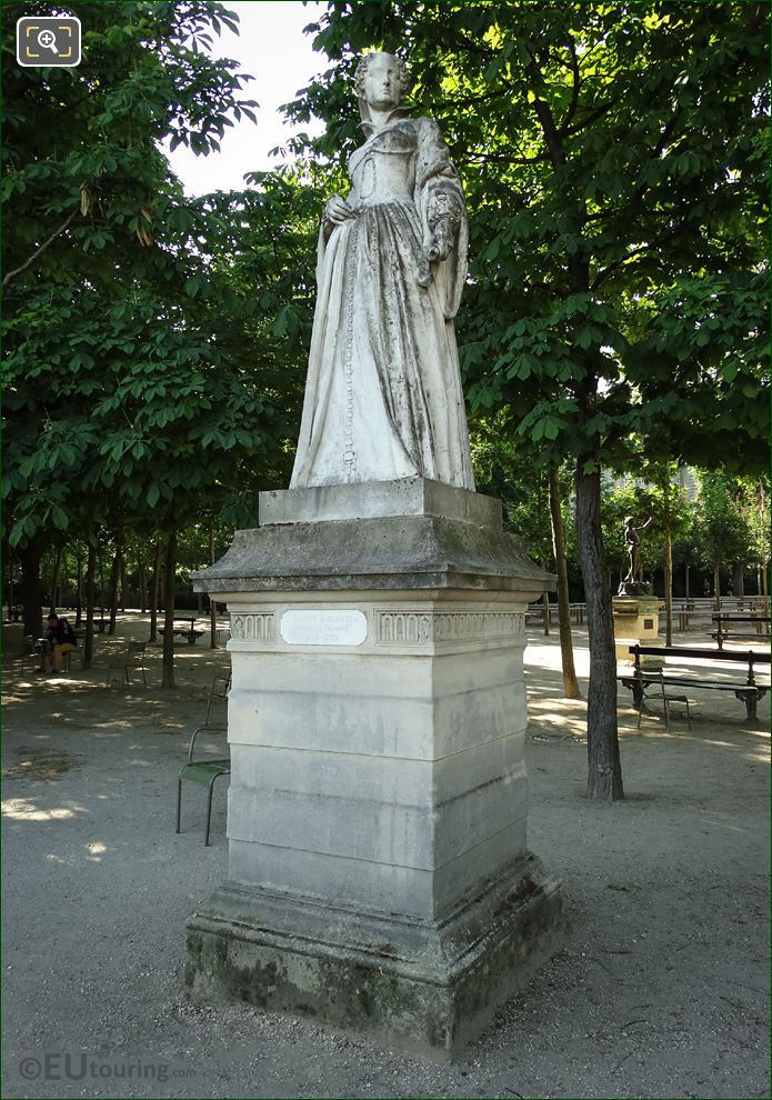 View showing Luxembourg Gardens marble statue of Jean d'Albret