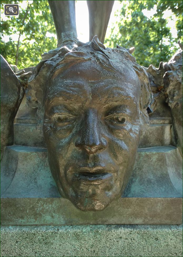 Jules Barbey d'Aurevilly mask on statue