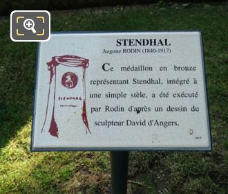 Plaque at the Stendhal monument in Luxembourg Gardens