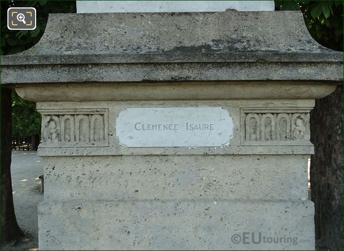 Plaque on the base of Clemence Isaure statue