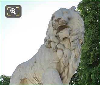 Marble lion statue by Jean-Baptiste Henraux