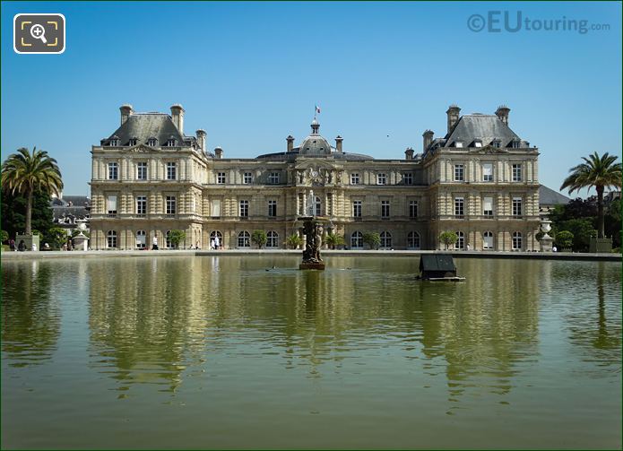Grand Bassin statues with Palais du Luxembourg
