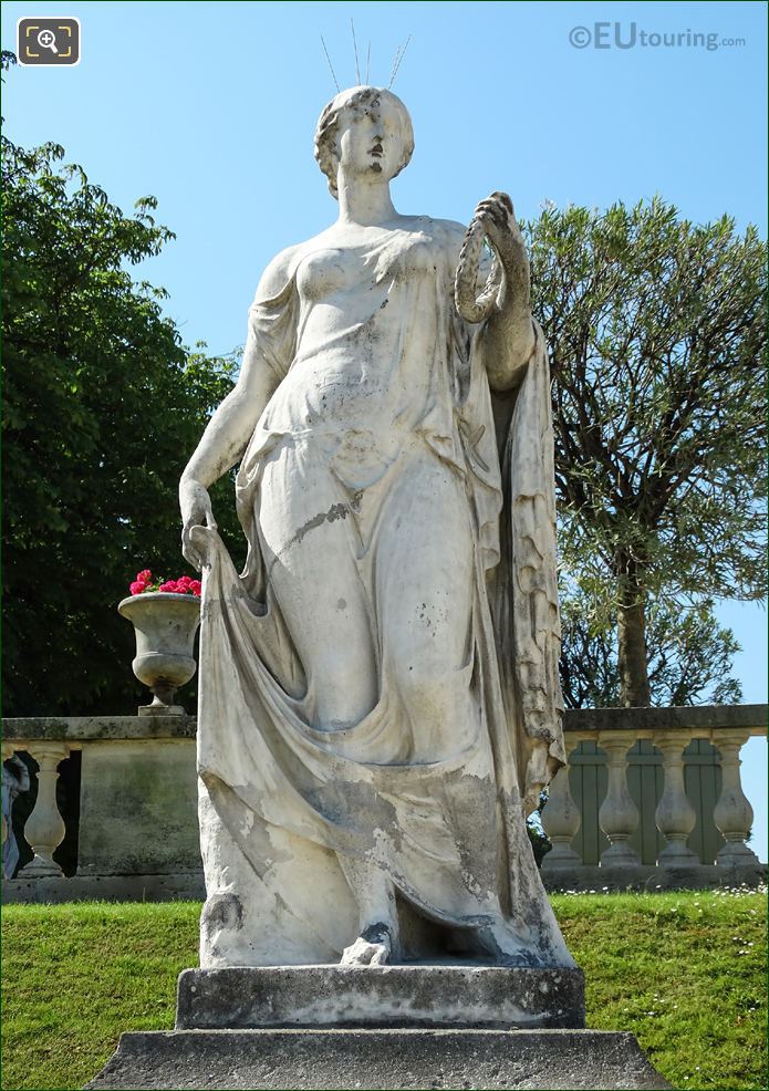 Close up of Flore statue in Luxembourg Gardens