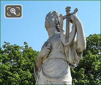 Goddesses of music Calliope statue and stone pedestal
