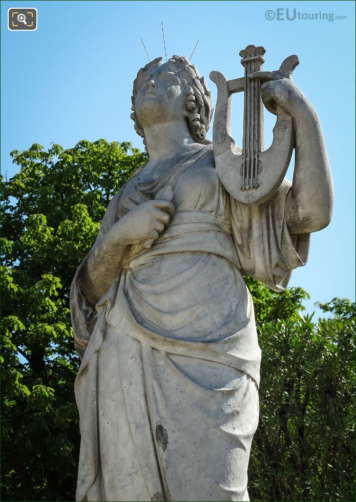 Close up view of Calliope statue