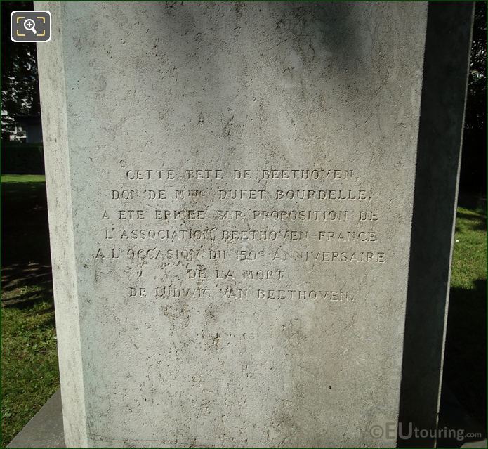 Inscription on Ludvig Van Beethoven monument