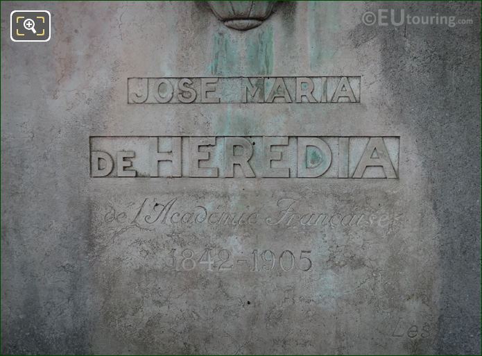 Jose Maria de Heredia monument inscription