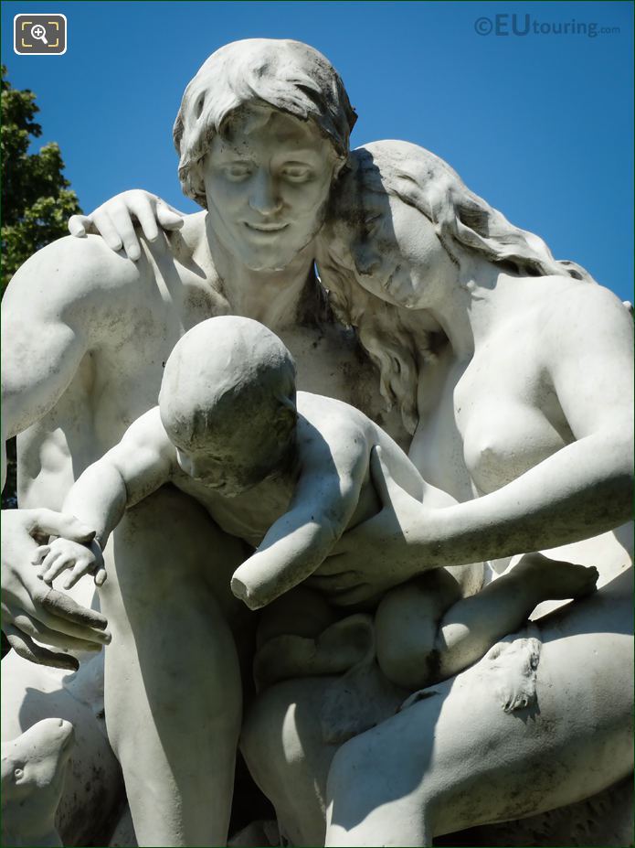 Close up of Joies de la Famille statue