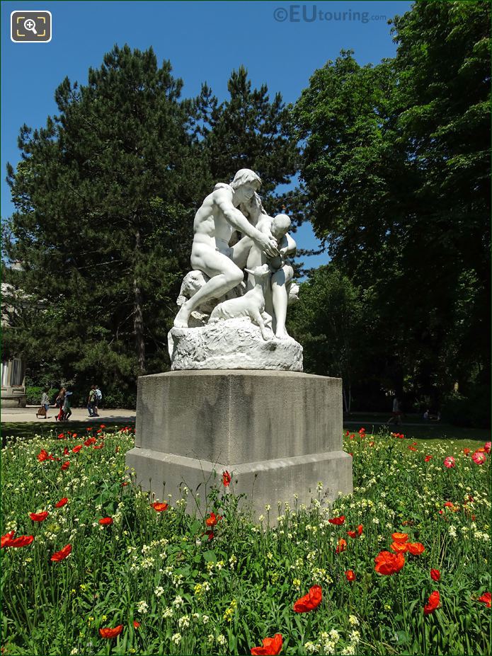1889 marble statue group Joies de la Famille