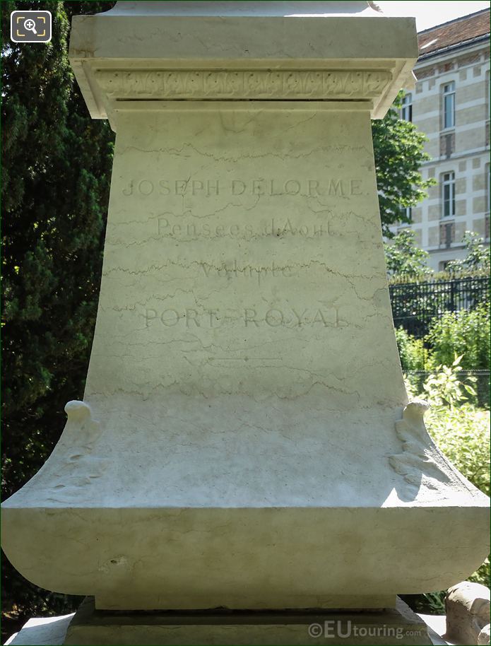 North side inscription on Charles Sainte-Beuve monument
