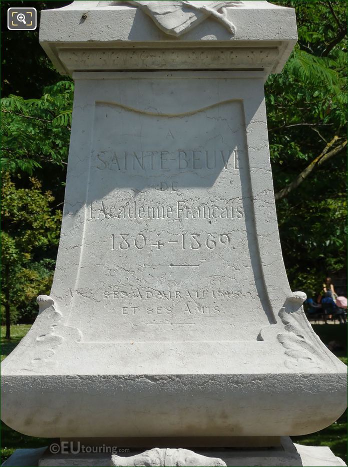 Front inscription on Charles Sainte-Beuve monument