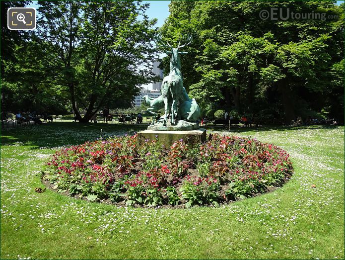 Luxembourg Gardens bronze deer statue
