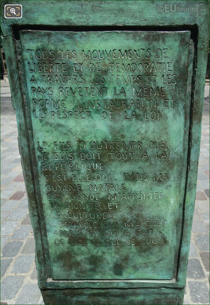 Gaston Monnerville monument back inscription