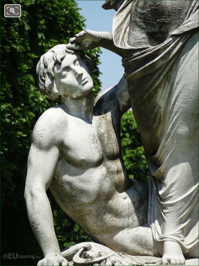 Man on l'Aurore statue in Paris