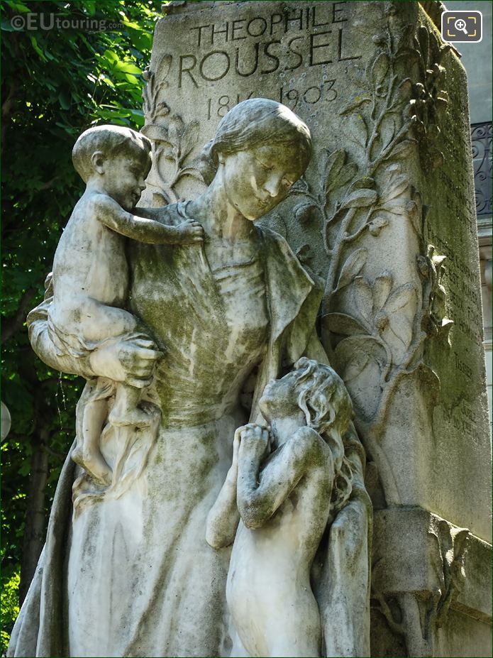 Woman with children statues on Theophile Roussel monument
