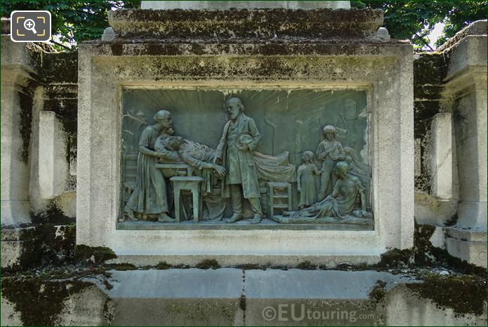 North side bronze bas relief on Raspail Monument